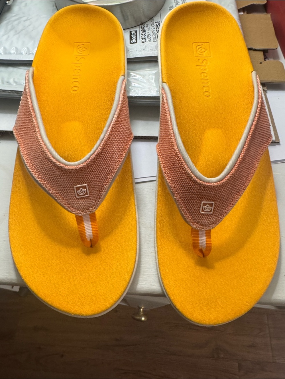 Spenco Orange & Coral Flip Flop Sandals